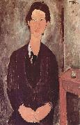 Amedeo Modigliani Portrat des Chaiim Soutine, an einem Tisch sitzend oil painting artist